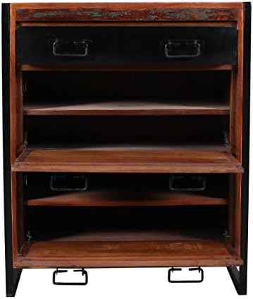 Sit Mobel Bali Armoire A Chaussures En Bois Recycle Avec Metal Vieilli Noir Et Traces D Utilisation L 80 X L 40 X H 96 Cm Multicolore Avec Noir Antique Amazon Fr Cuisine Et Maison