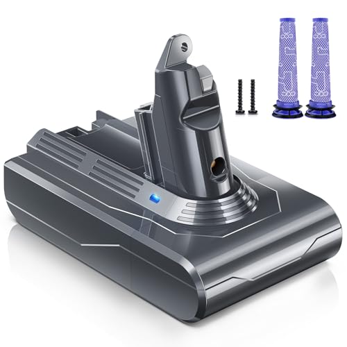 Batería V6 de 6500 mAh para Aspiradora Dyson V6 DC62, Batería de Repuesto para Aspiradora Dyson DC58 DC59 DC61 Animal DC72 DC74 SV03 SV05 SV06 SV07 SV09 + 2 Filtros
