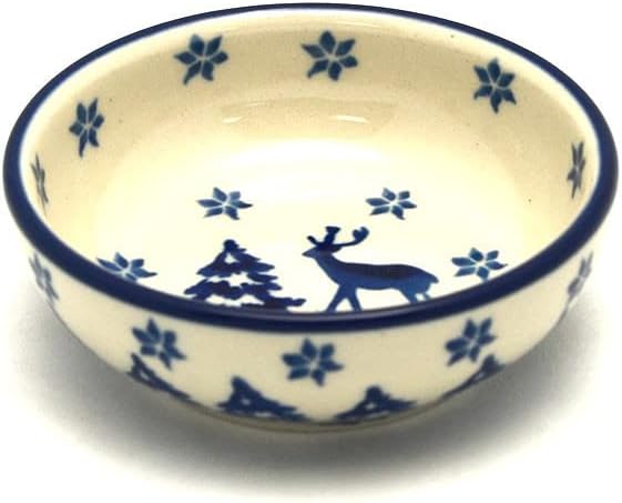 Polish Pottery Dish - Round Food Prep - Winter Forest