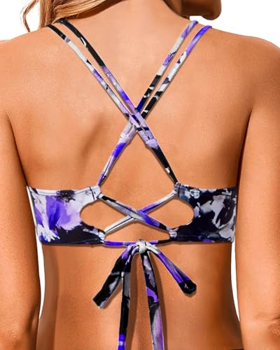 Image of Holipick Twist Front Bikini Tops for Women - Push Up Bathing Suit Top Padded Swimsuit Top