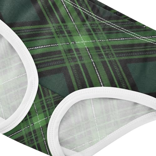 Green Plaid Texture Girls' Underwear for Daily Wear Briefs Underwear for Toddler in Sizes 2T,3T, 4T, 5T, 6Y and 8Y4