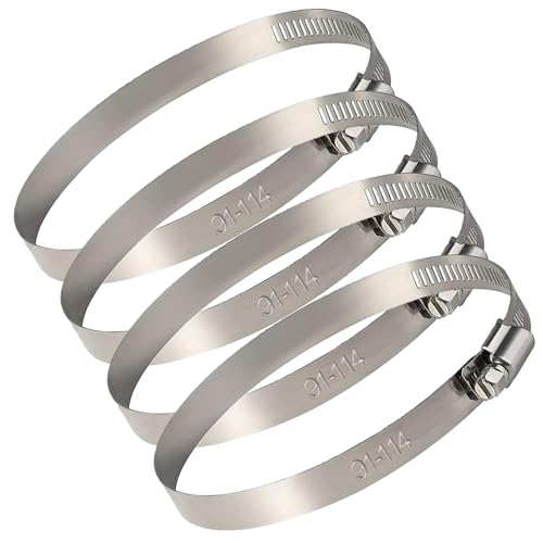 Adjustable Stainless Steel Hose Clips Clamps - 4 Pcs, Large Size for Securely Fastening Hoses & Pipes in Various Applications
