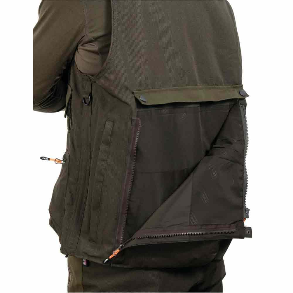 HART ARMOTION Chaleco de Caza Class-V, Verde Oliva Oscuro, Tejido Rip-Stop, con Doble Morral, Cananas, Bolsillos Cargo, Forro de Malla Transpirable (FR/ES, Letras, S, Regular, Regular)