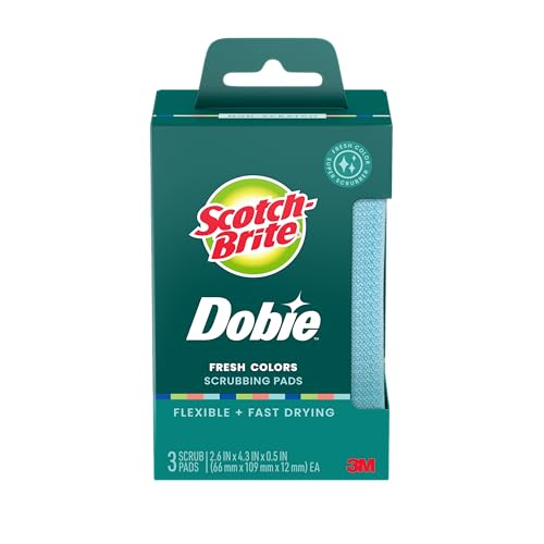 Scotch-Brite Dobie Colors Pads Dobie Sponge for All Purpose Cleaning of Kitchen Bathroom and Household Non Scratch Pads Safe for Non-Stick Cookware 24 Count