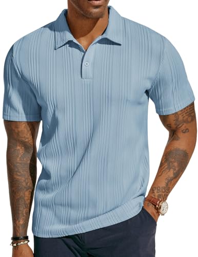 Image of PJ PAUL JONES Mens Polo Shirts Short Sleeve Textured Knit Polos