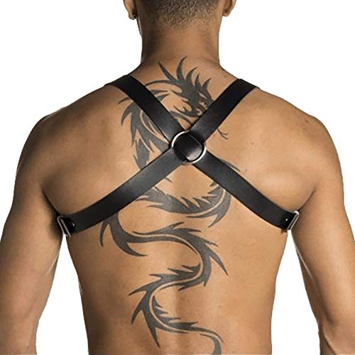Arreio Harness Masculino Couro Vegano Com Ajustes (Preto)