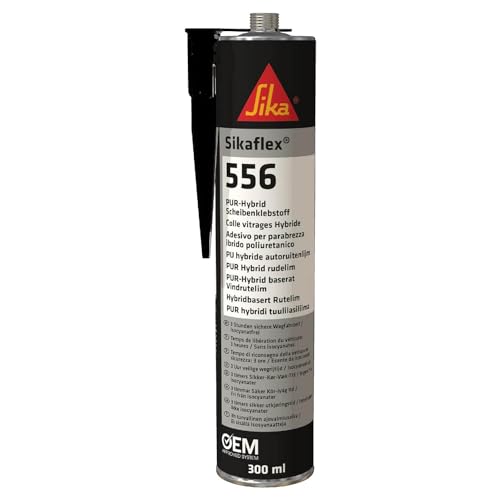 Sika - Sikaflex 556, Adesivo per parabrezza che soddisfa gli standard per i vetri originali di fabbrica e le applicazioni aftermarket. È adatto per la maggior parte di modelli auto. 300 ml, Nero