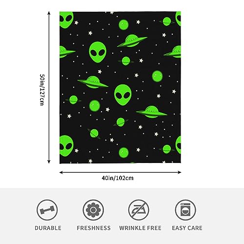 Wizfuyq HMT108 Green Alien Universe Wondrous Cosmos Planet And Stars Throw Blanket Gifts Soft Warm Fleece Blankets For Bed Chair Car Sofa Couch Bedroom 50 X40 Inch thumb #2