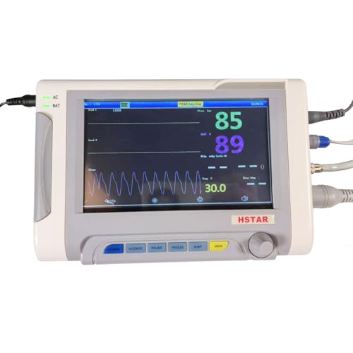 Image of Veterinary Vital Signs Monitor 7 Inch Portable 6 Parameter Monitor ECG /NIBP /PR /SPO2 /RESP /TEMP Animal Monitor