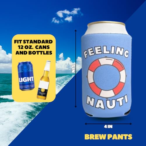 Brew Pants Boating Themed Coozies - Great Gift for Any Sailor - Premium Neoprene Material - 6 Pack (Standard 12oz Beer/Soda Can)