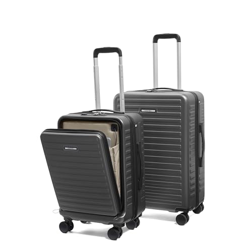 Image of Assembly Trolley Bags Set of 2- Cabin Small + Check-in Medium with TSA Locks & 8 Spinner Wheels, Polycarbonate Hard Shell Trolley Bag Set for Business Travel & Vacations, Grey, 20+24 Inch
