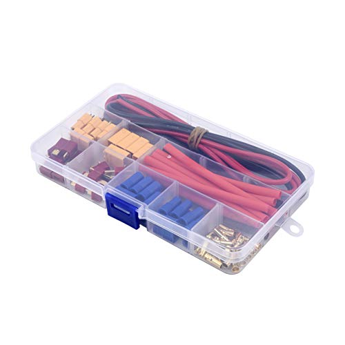Fpvdrone Deans T-Plug Ec3 Xt60 Male Female Connector Adapters With 14Awg Silicone Wire And Heat Shrink Tubes For Rc Esc Lipo Battery Motor(52Pcs) #TOP5