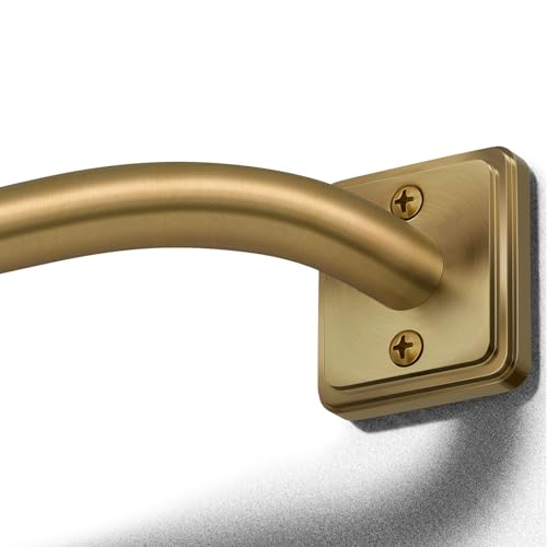 Lootkell Warm Gold Wrap Around Curtain Rods for Windows 72-144 Inch, Adjustable Blackout Window Curtain Rod Heavy Duty 1" Metal Drapery Rod with French Return Design for Bedroom Living Room Kitchen