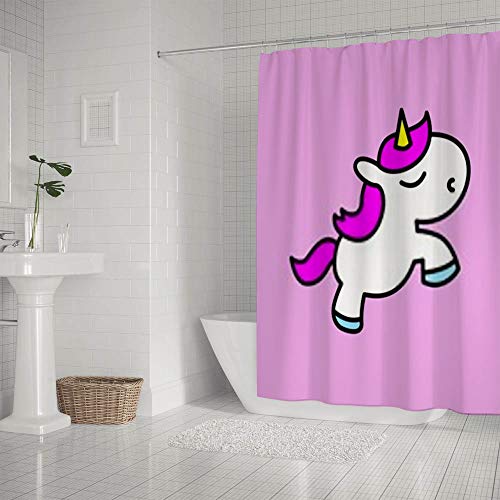 Rideau de douche licorne polyester imperméable pour éviter les inondations - 3