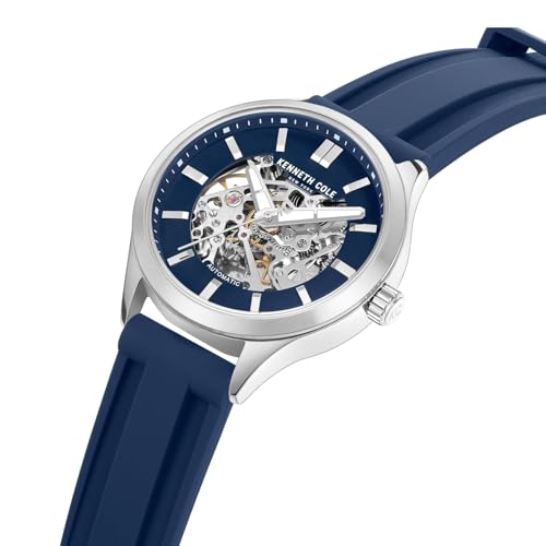 Image of Kenneth Cole Automatic Blue Round Dial Men's Watch | Silicon Strap Material | Watches for Men Analog - KCWGZ0103703MNW