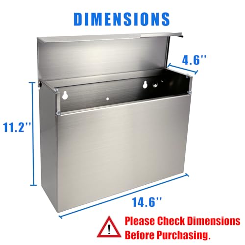 Image of 304 Stainless Steel Outdoor Mailbox with Rain Cover | Wall-Mount Large-Capacity Mailbox with Rust-Resistant Design for Homes, Apartments, Offices & Businesses, Silver
