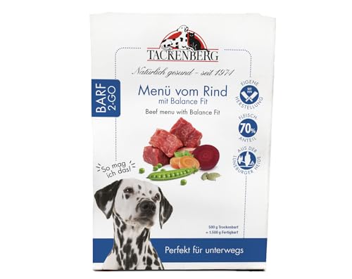 TACKENBERG Complete – Barf 2 Go-Menü vom Rind mit Balance Fit für Hunde, 500 g