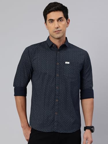 Image of Majestic Man Custom Geometric Printed Pure Cotton Slim Fit Casual Shirt