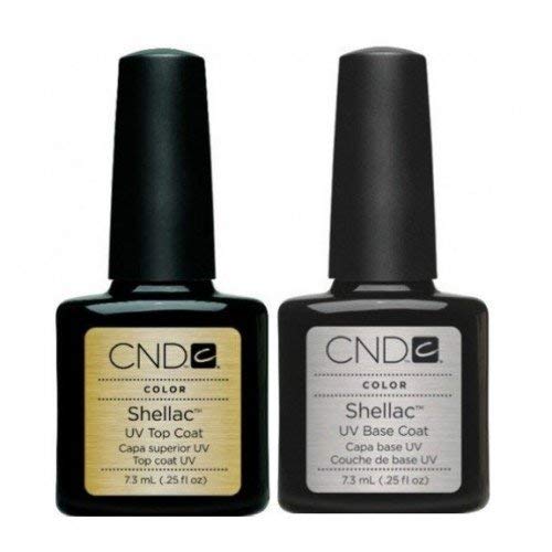 CND Shellac Vernis à ongles top + Base Coat 7.3 ml + Gratuit Outblack rembourré fichiers