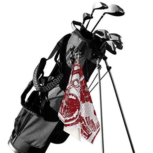 Retro Red Animal Monkey Golf Towel Woman Microfiber Golf Towel Man Sports Towel With Carabiner Clip For Golf Carts/Golf Bags, Golf Gift For Golf Fans #TOP1
