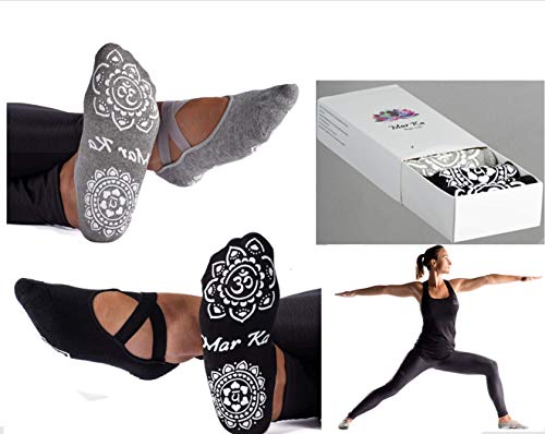 Pro Yoga Socks for woman. Super soft cotton. Not Slides off! Double Non-Slip Grip socks for Barre, Pilates and Home Workouts. Perfect Anti Skid Boat Design socks. UK Size 4-8 – Eco-Friendly Gift Box.