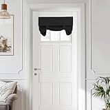 Vatge Small Door Window Curtains Privacy Thermal Insulated Blackout Window Coverings for Front Glass Door Tie Up Shade for Home Office, 1 Panel, W26 x L20, Black