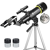Telescope for Adults Beginners, 70mm Aperture 400mm AZ Mount Fully Multi-Coated Optics Refractor Portable Telescopes, Travel Telescope with Tripod Phone Adapter (Black)
