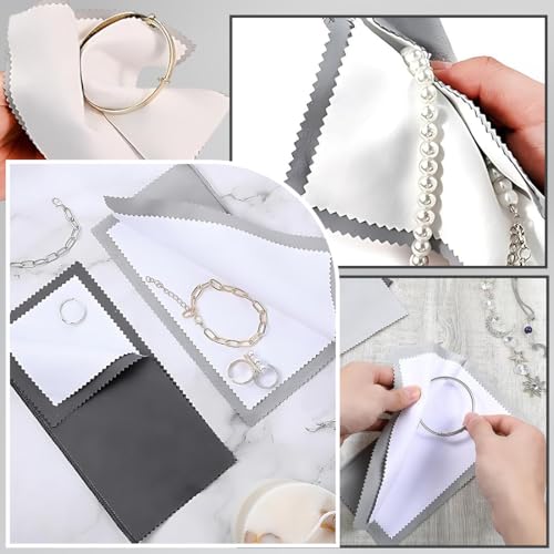 LACHT Paño de limpieza de plata reutilizable, paño de limpieza de joyas, para cobre, plata esterlina, plata, oro, platino. Paquete de 4 unidades, Gris. Unisex - imagen 6