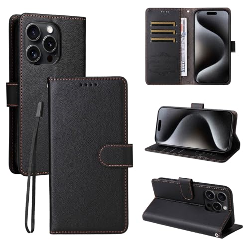 WOWUDI Funda para Vivo Y33S 4G / Y33T,Nueva Piel de Vaca Leather Carcasas [3 Ranuras para Tarjetas] [Función de Soporte] Protección Todo Incluido Case Cover -Negro