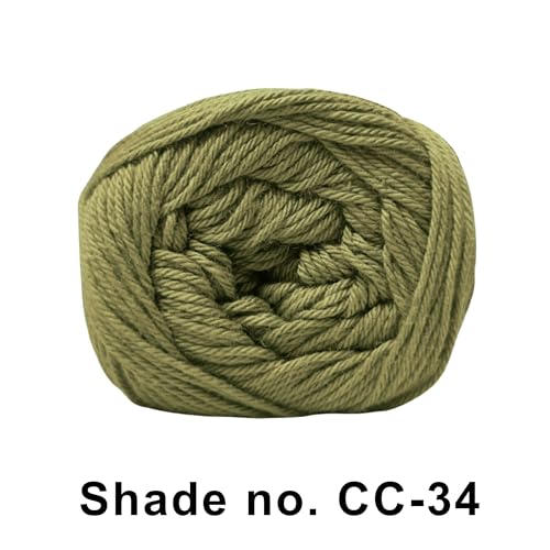 Image of VCR 8Ply Khaki Green Cotton Craft Yarn, 100 Grams Hank, 160 Meters Length, Cotton Combed Ball for Crochet and Knitting, Pack of 1 Yarn, Suitable for DIY Crafts