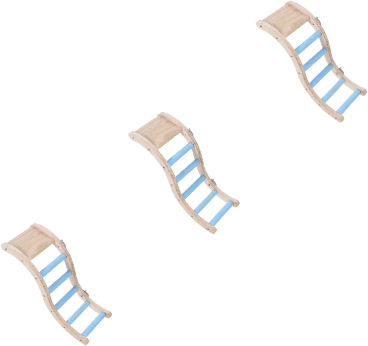 Happyyami 3pcs Bird Wooden Ladder Climbing Ladder Hammock Bells Hamster Steps Stairs Conures Budgie Ladder Toy Parrot Cage Bridge Toys Hamster Wooden Chew Toy Birdcage Metal Small Pet