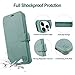 VANAVAGY Compatible for iPhone 14 Pro Wallet Case for Women Men, PU Leather Flip Cover with Wrist Strap for Wireless Charging with RFID Blocking Card Holder Screen Protector,Forest Green
