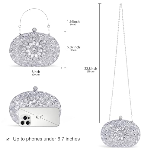 Image of RNIEGA Rhinestone Clutch Purses for Women Evening Wedding Formal Party Purses Crystal Diamond Glitter Sparkly Handbag