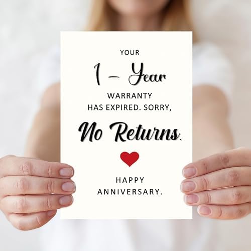 1st Anniversary Card for Husband, Wife, Couples - 1 Year Anniversary Card Gifts for Boyfriend, Girlfriend, Him or Her | One Year Wedding Anniversary Card with Humorous Message