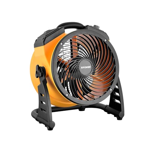XPower Ventilador industrial de alta velocidad para toda la habitación, circulador de aire, ventilador de suelo, temporizador de velocidad variable (amarillo, FC-125B 900 CFM)