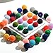 50Pcs Colorful Winter Velvet Beads, 16mm Acrylic Plush Beads and Fabric Spacer Beads for Jewelry Making, DIY Keychain Crafts Supplies (Multicolor)