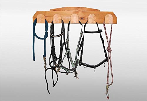 Preisvergleich Produktbild Beauty.Scouts Trensenhalter Viktor Kiefernholz honigbraun 100x20x8cm Pferde Zubehör Wandregal Holzregal Wandhalter Trensenhaken Halterung für Trense Stall