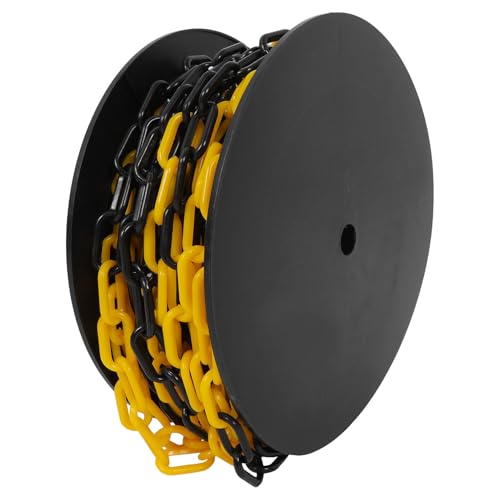 Cadena de barrera de plástico negro y amarillo resistente, valla de seguridad de PE/PP resistente a la intemperie para control de multitudes, estacionamiento, construcción, línea de cola de eventos