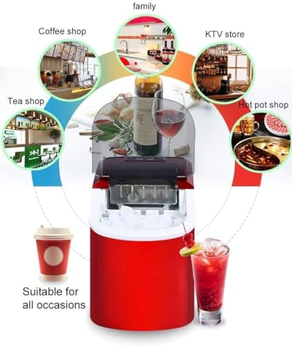 Fabricadora de hielo de mostrador, portátil y compacta, 33 lb/24 h, produce cubos de hielo en 6 minutos, eléctrica de alta eficiencia con cucharón para hielo, dos tamaños de cubos miniatura 4