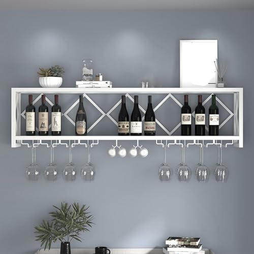 Support verres à vin suspendu et étagère murale design 150 cm
