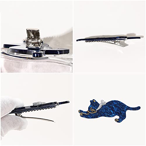 Yusier 4 Pack Acrylic Duckbill Clip Cute Cat Hair Clips For Women And Girls Bangs Clip Shark Clip Starry Sky Pattern Hair Clips Hair Decoration #TOP3