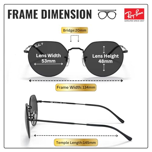 Image of Ray-Ban RB3565 JACK Square-Round Shaped Sunglasses for Men & Women with Official RAYBAN Eyewear Kit