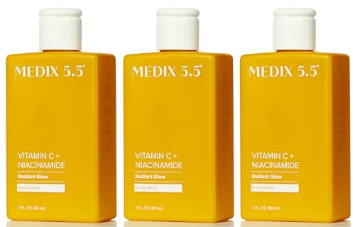 Image of MEDIX Radiant Glow Vitamin C Body Wash W /Niacinamide | Citrus Scented Gentle Body & Face Cleanser For Women, Men, Dry Skin, & Smoother-Looking Skin | Removes Dirt, Oil, & Impurities, 3PC Travel Size