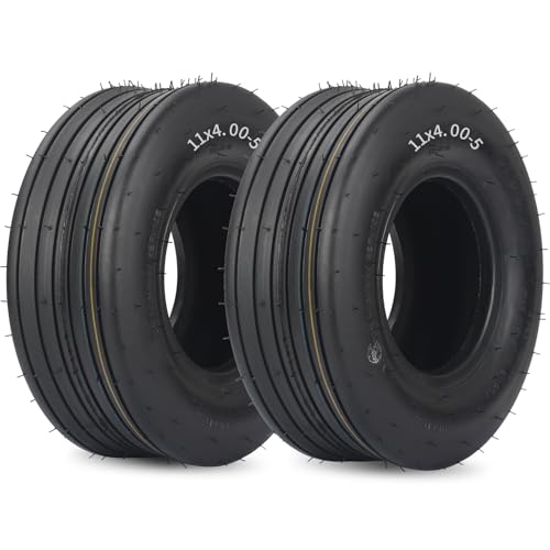 GICOOL 2 Pack 11x4.00-5 Tubeless Lawn Mower Tires, 4 Ply