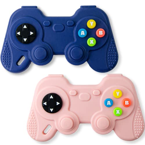 Image of 2 Packs Baby Teething Toy, Silicone Game Controller Teethers for Babies 6-12 Months, Baby Chew Toys for Sucking Needs, BPA Free