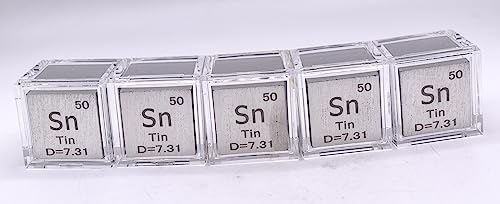 Image of 1 inch 25.4mm Tin Stannum Metal Cube Sn up to 99.9% Pure Periodic Table Element Engraved Density Collection Science Education Display Block Cube + Acrylic Case Box - 1PC