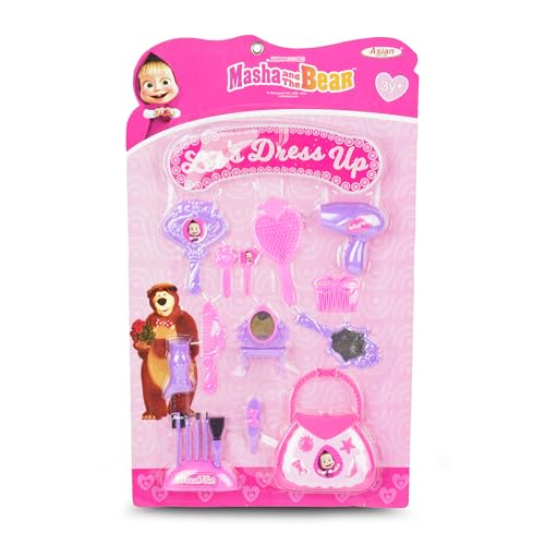 Image of Asian Masha Bear Dress Up & Makeup Kit - Kids Cosmetic Play Set for Girls | Pretend Makeup, Jewelry & Dress-Up Fun | Ages 3+