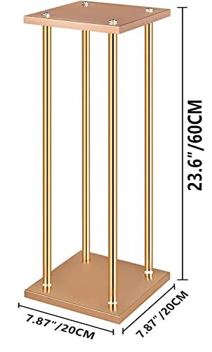 10 Pcs Wedding Flower Stand Metal Vase Stand With Plates Gold Floor Metal Column Gold Rectangular 7.87" X 7.8 7"X 23.6" Flower Display Stands Table Flower Stands For Wedding Party Events Table Decor (23.6 Inch Tall) #TOP3