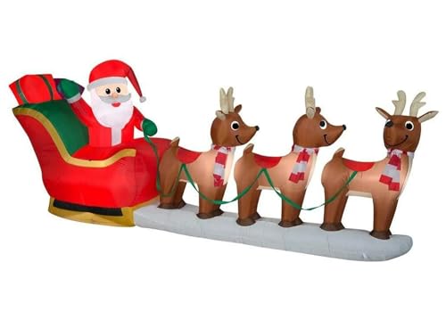 Home Accents Holiday 12 ft Pre-Lit LED Giant-Sized Inflatable Santa and Sleigh Scene