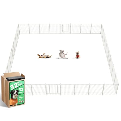 Image of FXW Rollick Unleashed Dog Playpen for Indoor, Yard, RV Camping, 32 inch 32 Panels for Small and Medium Dogs, White│Patented